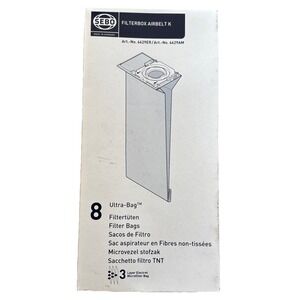 8pk Sebo Filter Box Airbelt Model K Ultra Filtration Vacuum Bags 6629AM 6629ER